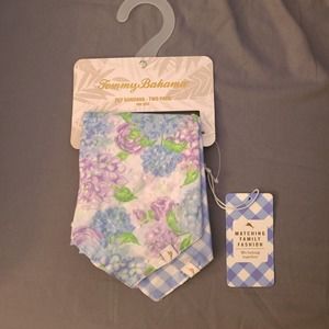 Tommy Bahama Dog Cat Bandana Pet Scarf‎ 2 Pack One Size Cotton Floral Plaid